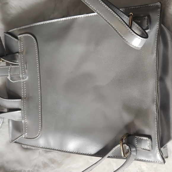 Silver Backpack by Bebe Y2K streetwear style metallic main image 4